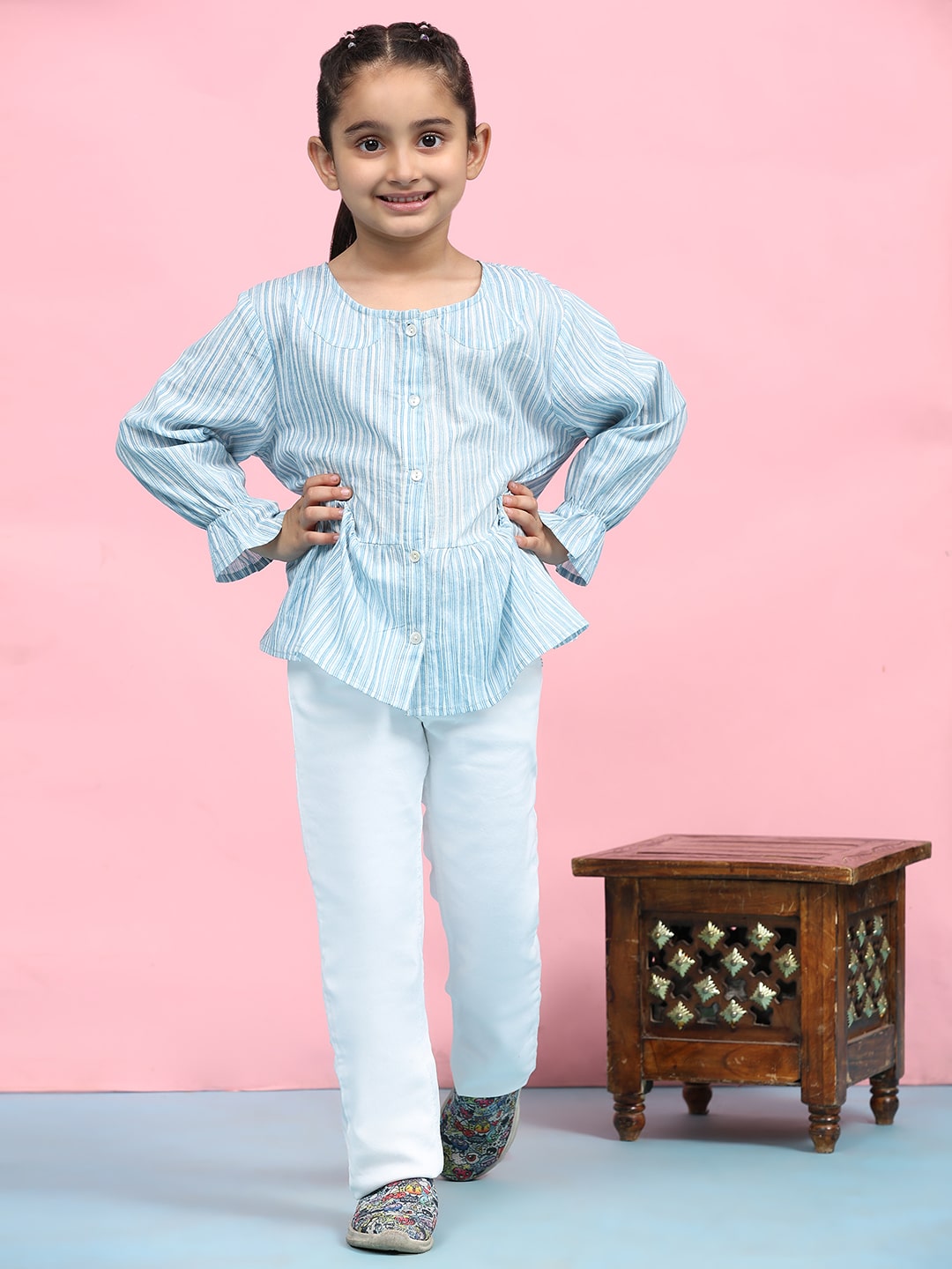 Lining Cotton Shirt for Girls (K1004)