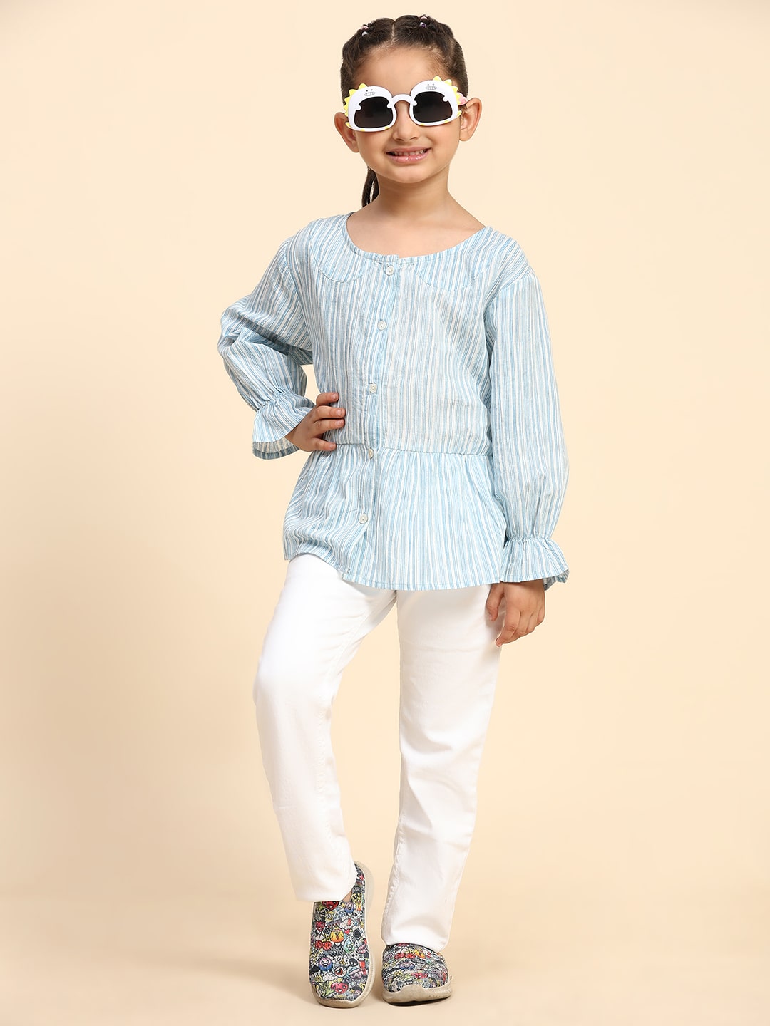 Lining Cotton Shirt for Girls (K1004)