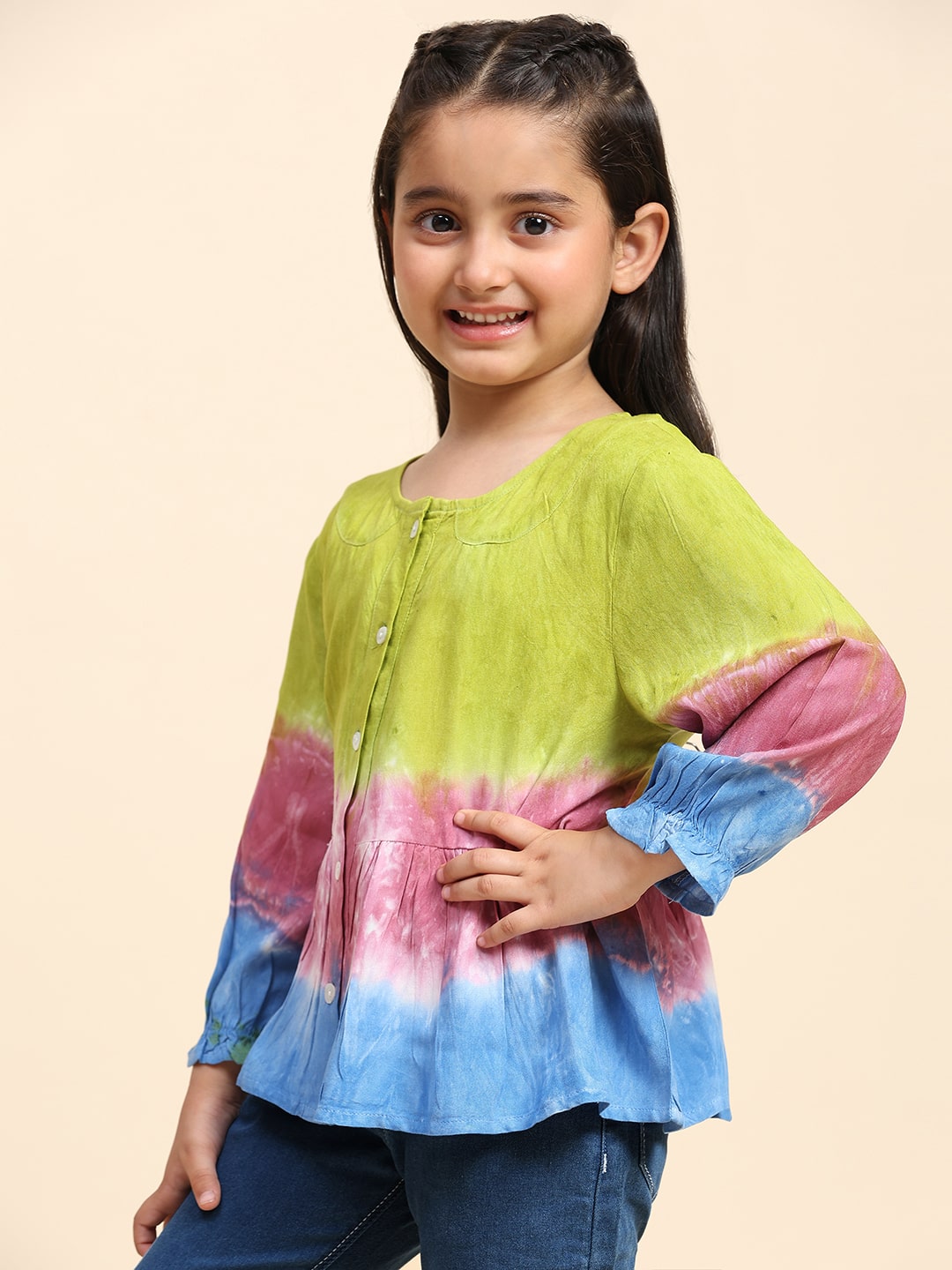 Hand Tie Dyed Shirt for Girls (K1001)