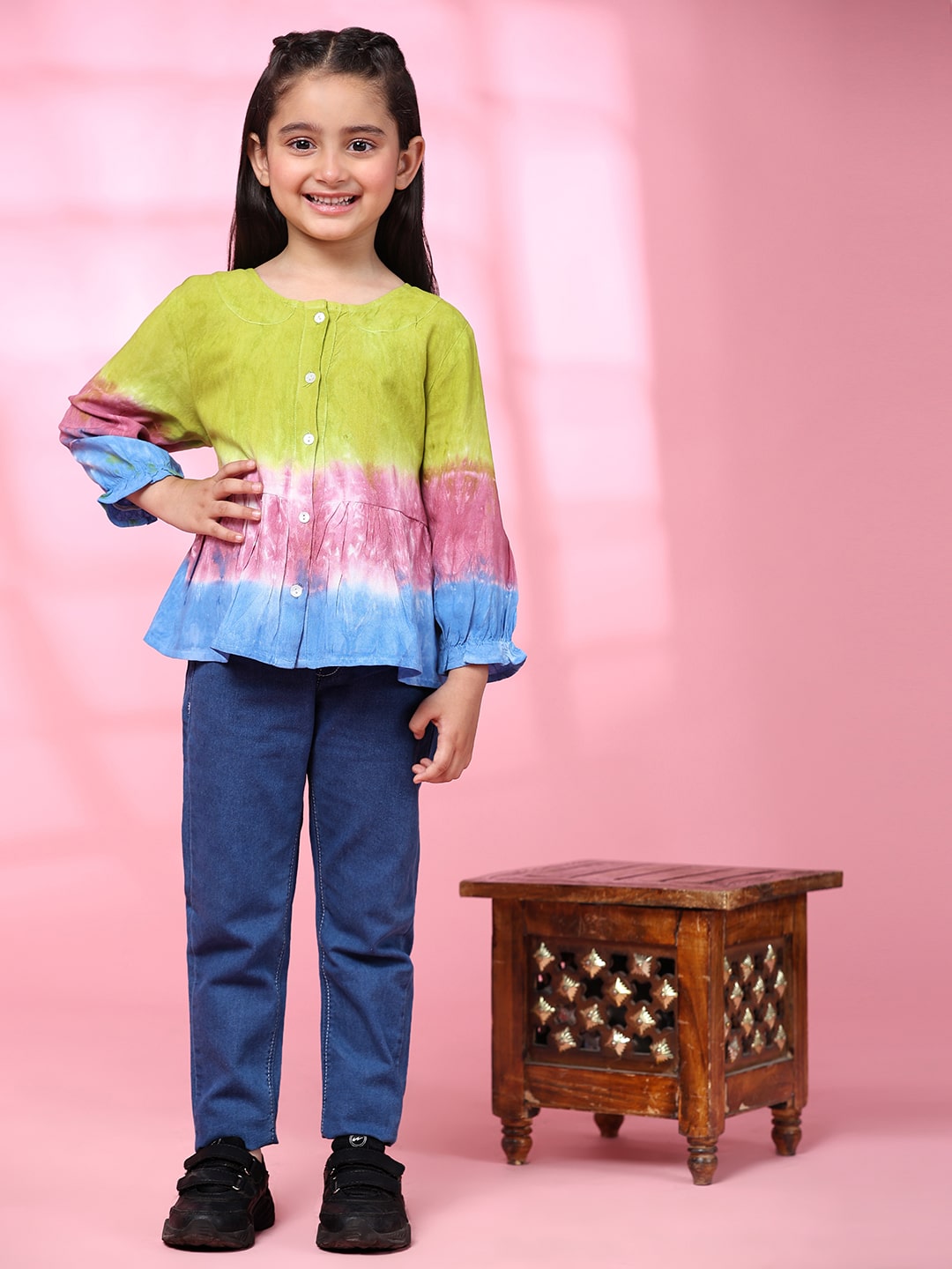 Hand Tie Dyed Shirt for Girls (K1001)