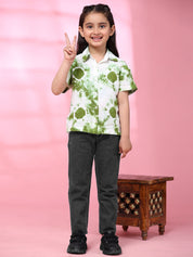 Hand Tie Dyed Half Sleeves Shirt for Girls (K1026)