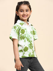 Hand Tie Dyed Half Sleeves Shirt for Girls (K1026)