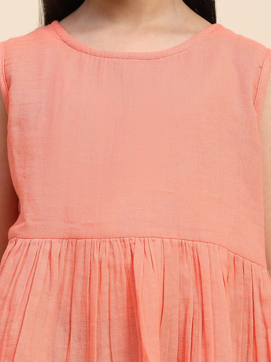 Girls Sleeveless Plain Cotton Top (K1018)