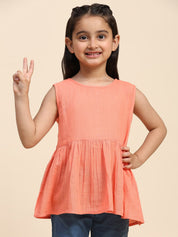 Girls Sleeveless Plain Cotton Top (K1018)