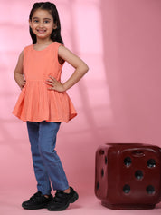 Girls Sleeveless Plain Cotton Top (K1018)