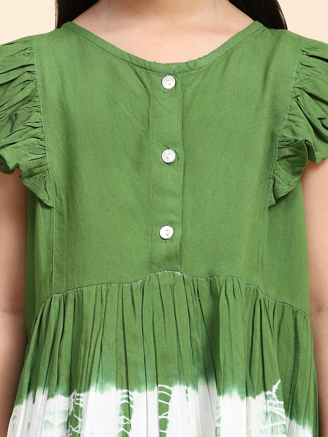 Girls Hand Dyed Frill Cap Sleeves Peplum Top (K1014)