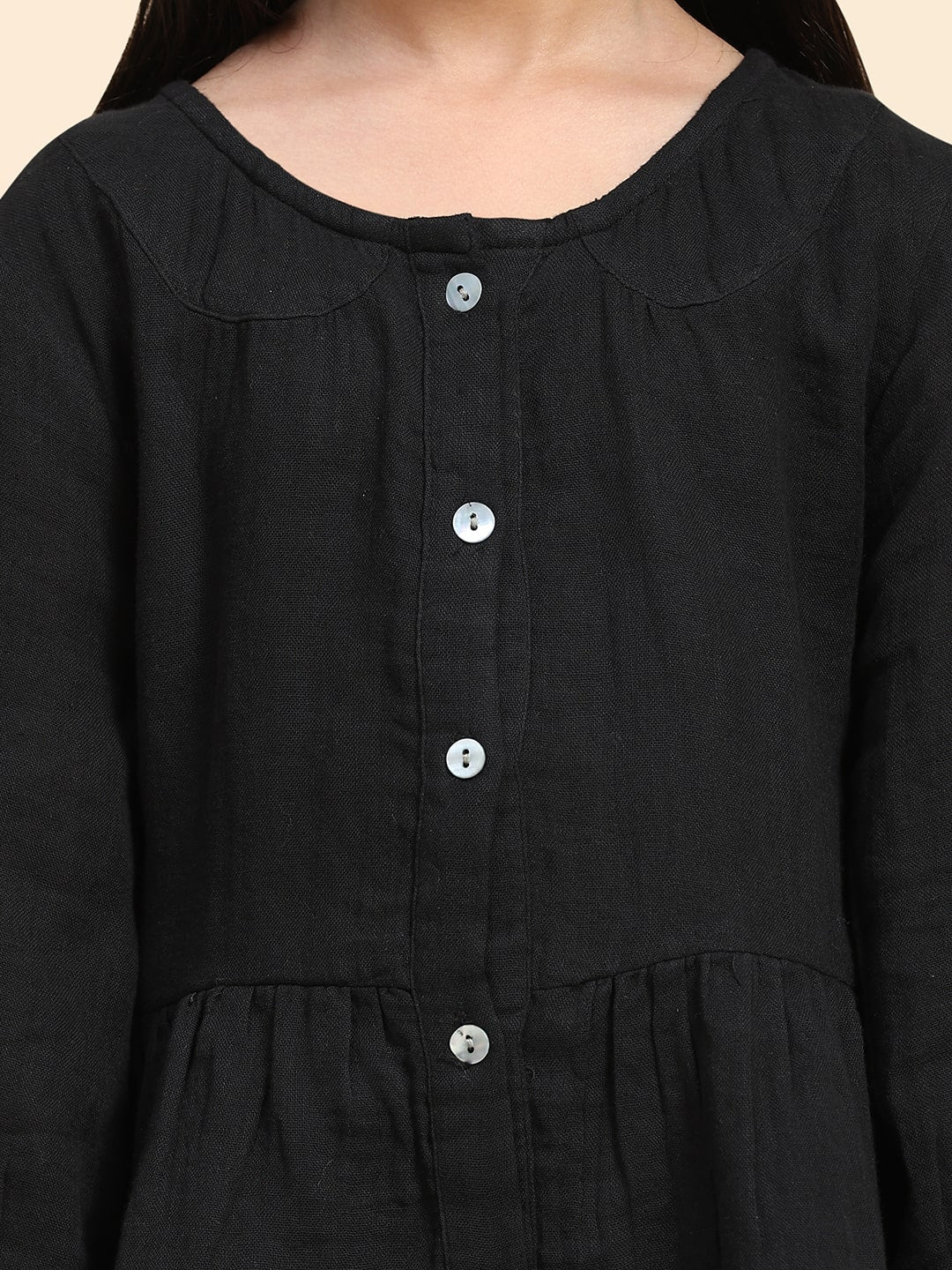 Cotton Pleated Plain Shirt for Girls (K1003)