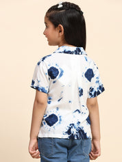 Hand Tie Dyed Half Sleeves Shirt for Girls (K1025)