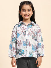 Girls Floral Printed Cotton Shirt (K1028)