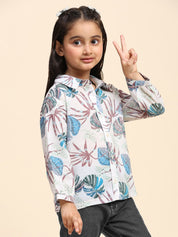 Girls Floral Printed Cotton Shirt (K1028)