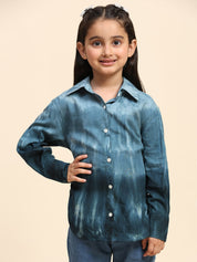 Hand Tie Dyed Collar Shirt for Girls (K1008)