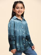 Hand Tie Dyed Collar Shirt for Girls (K1008)