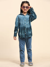 Hand Tie Dyed Collar Shirt for Girls (K1008)