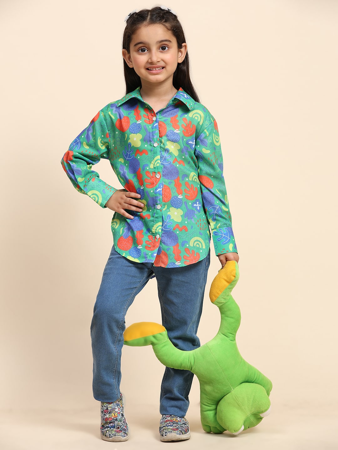 Cotton Printed Collar Shirt for Girls (K1010)