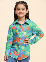 Cotton Printed Collar Shirt for Girls (K1010)