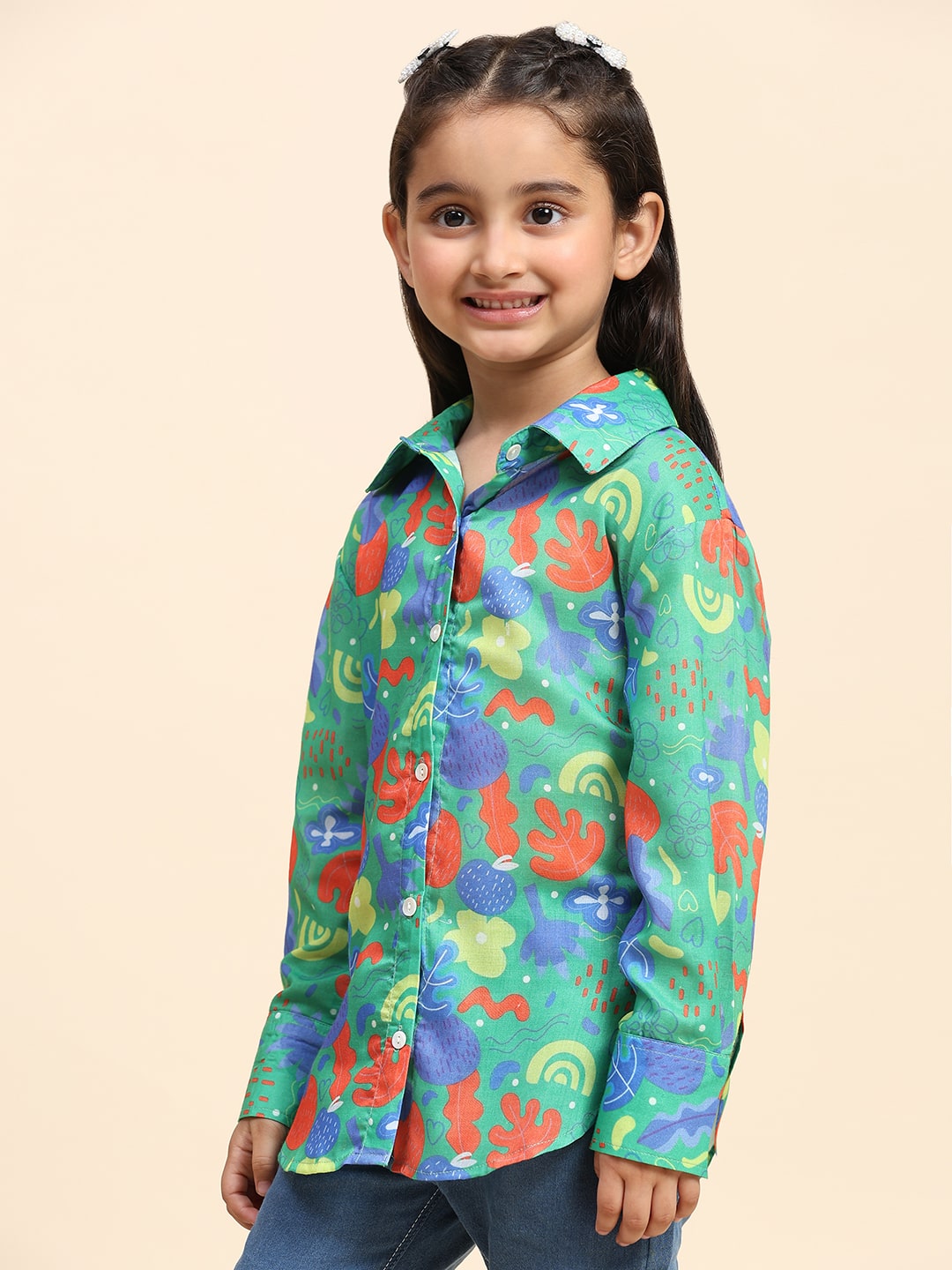 Cotton Printed Collar Shirt for Girls (K1010)