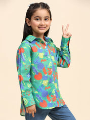 Cotton Printed Collar Shirt for Girls (K1010)