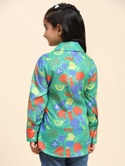 Cotton Printed Collar Shirt for Girls (K1010)