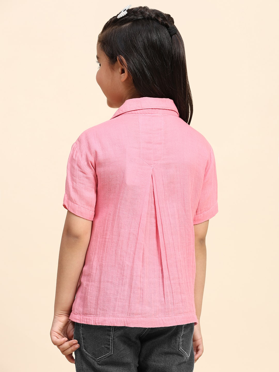 Cotton Plain Collar Shirt for Girls (K1024)