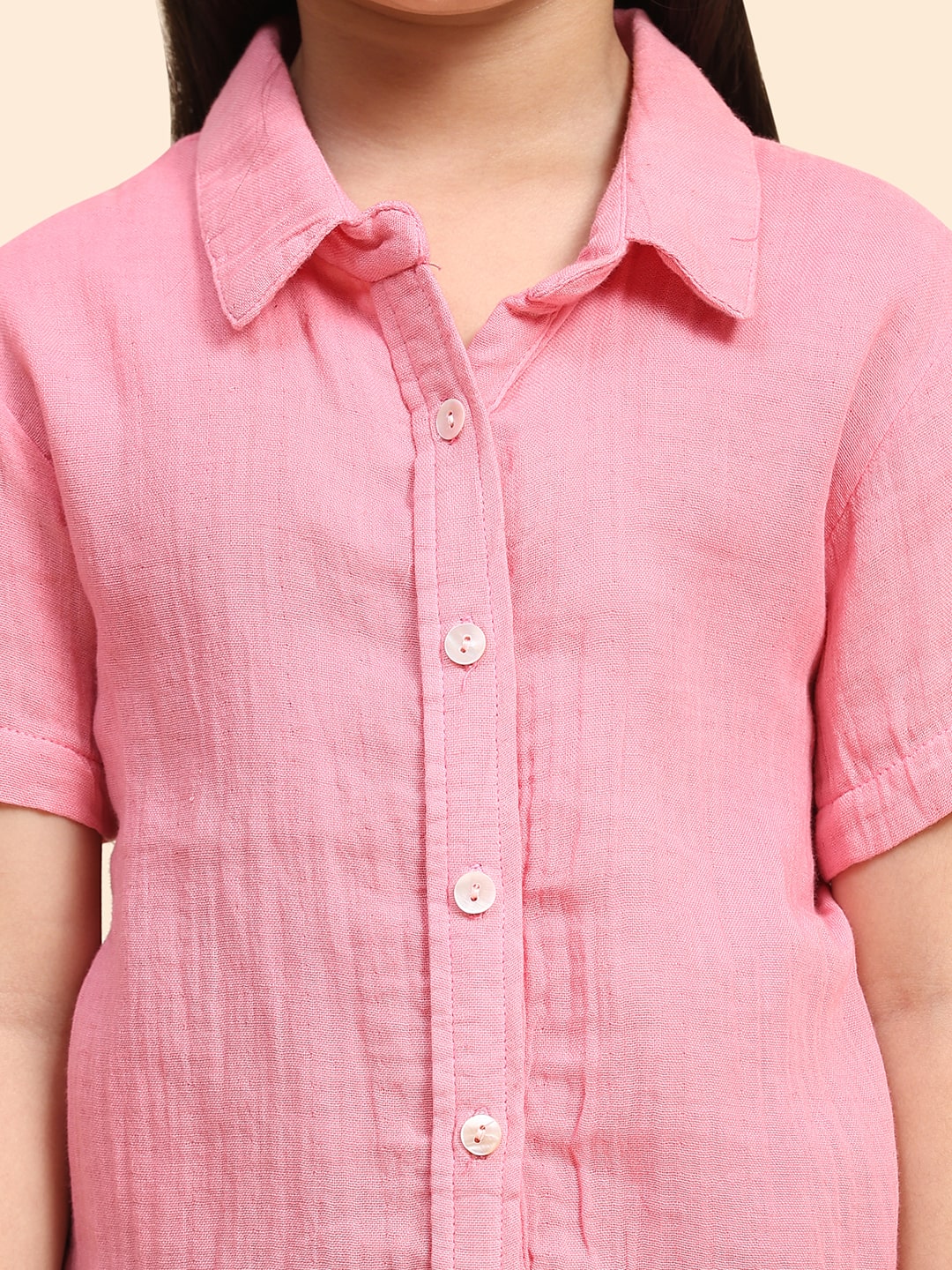 Cotton Plain Collar Shirt for Girls (K1024)