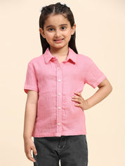 Cotton Plain Collar Shirt for Girls (K1024)