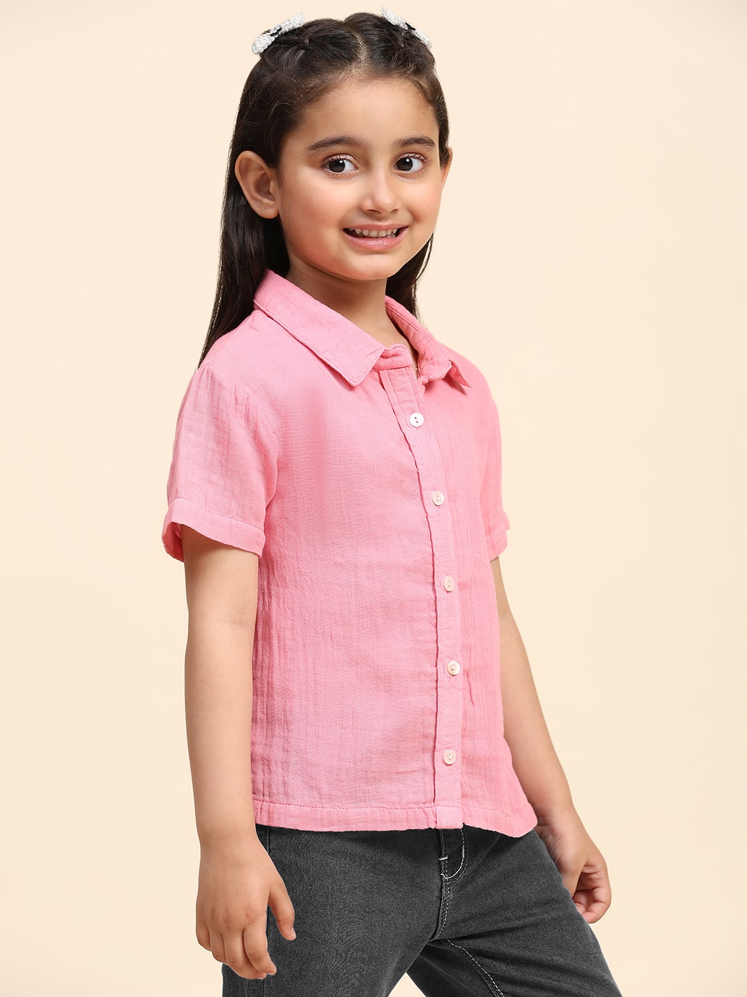 Cotton Plain Collar Shirt for Girls (K1024)