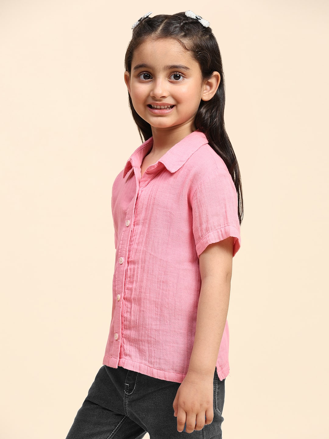 Cotton Plain Collar Shirt for Girls (K1024)