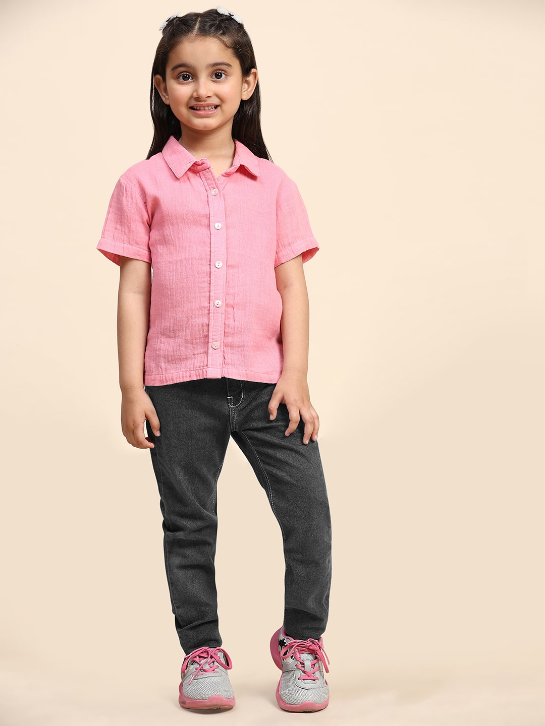 Cotton Plain Collar Shirt for Girls (K1024)