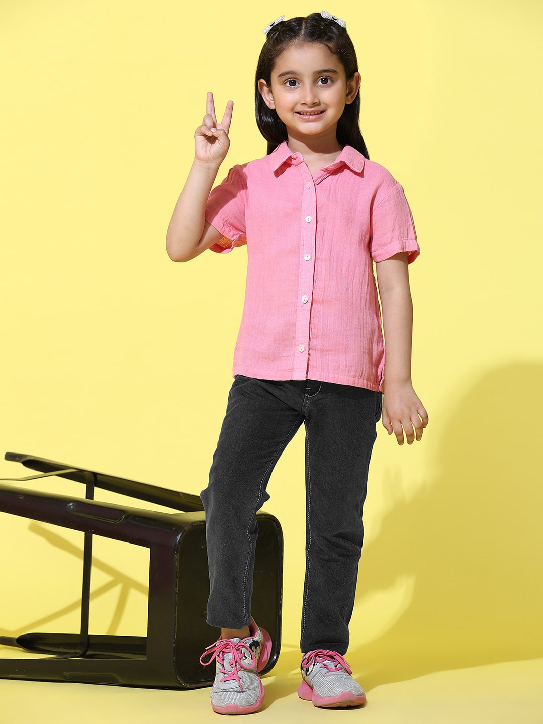 Cotton Plain Collar Shirt for Girls (K1024)