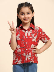 Floral Printed Cotton Shirt for Girls (K1027)