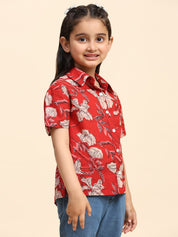 Floral Printed Cotton Shirt for Girls (K1027)