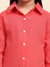 Cotton Plain Collar Shirt for Girls (K1012)