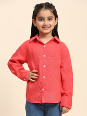 Cotton Plain Collar Shirt for Girls (K1012)