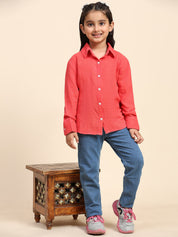 Cotton Plain Collar Shirt for Girls (K1012)